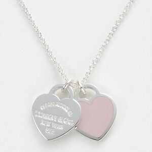 Tiffany Co Necklace Pink Double Heart Pendant